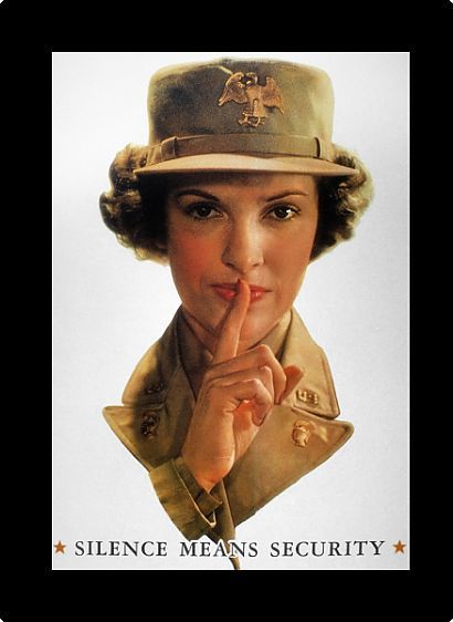 WWII: CARELESS TALK POSTER.
'Silence Means Security.' American World War II poster featuring a WAAC (member of the Women's Auxiliary Army Corps) warning of the danger of careless talk.